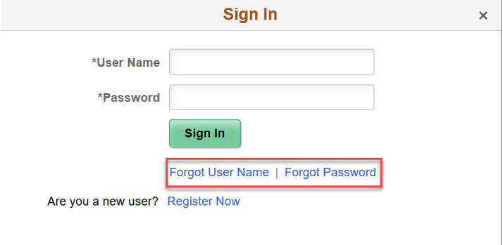 Log in page Forget User/ password