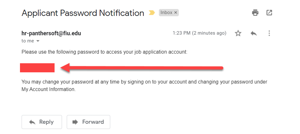 Email with temporary password